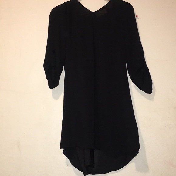 short black flowy long sleeve dress